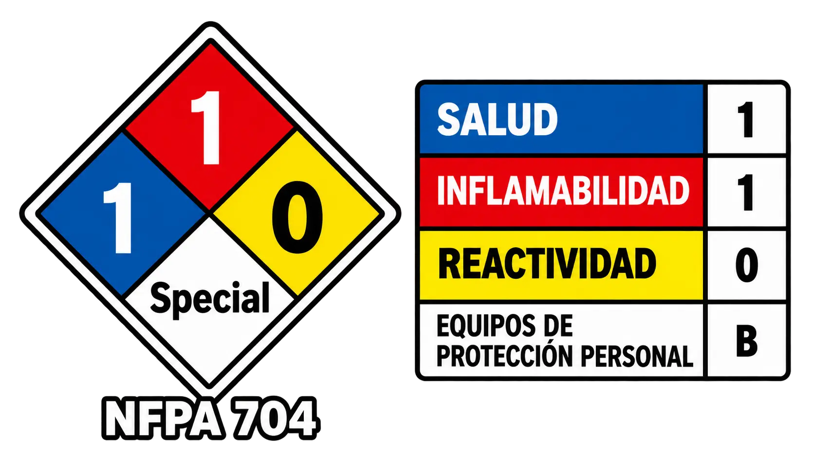 Etiqueta NFPA 704 y leyenda de riesgos